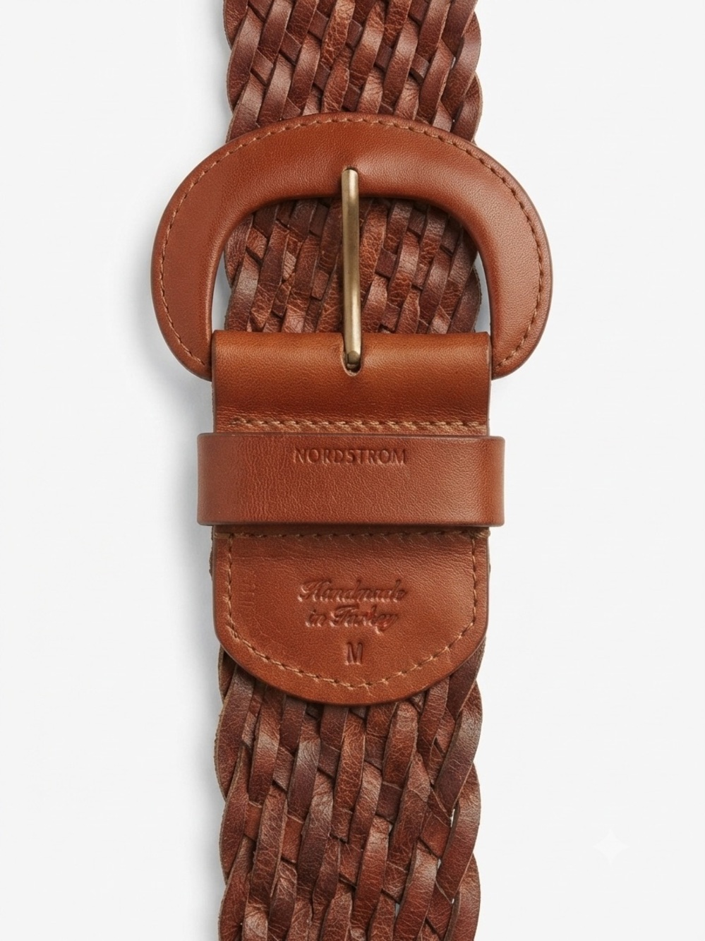 Nordstrom Handmade in Turkey Cognac Woven Leather Belt Medium - Picture 3 of 7